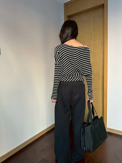 不規則剪裁露肩羊毛針織上衣14