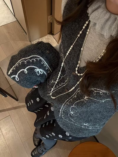 羊毛 2件式分開刺繡馬甲毛衣14