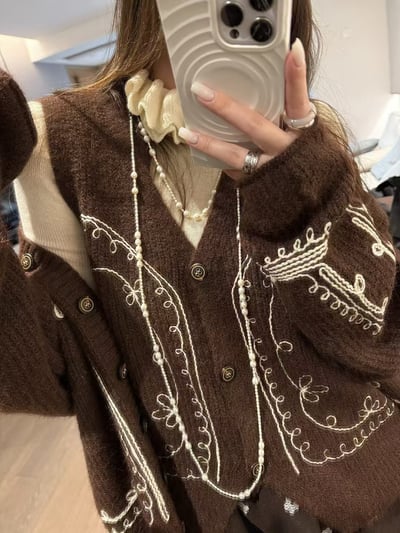 羊毛 2件式分開刺繡馬甲毛衣10