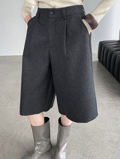 高級羊毛闊腿顯瘦休閒五分褲6