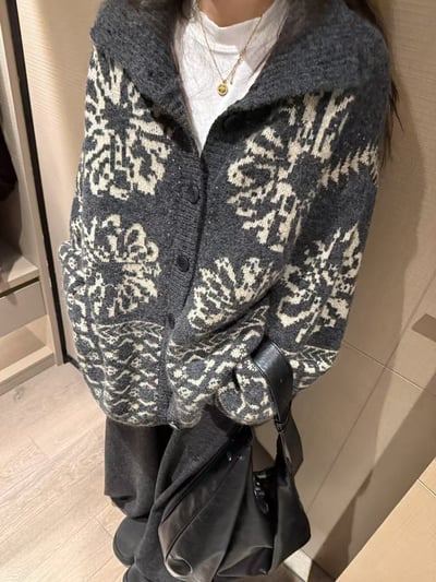 駱駝毛翻領費爾島開衫毛衣10