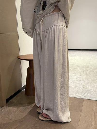 自帶肌理感抽繩斜紋天絲麻寬褲11