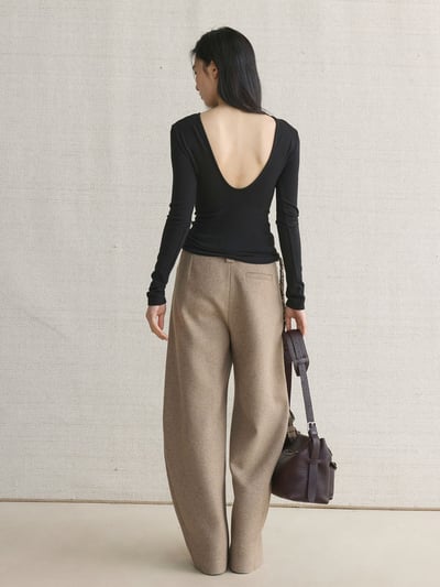 深U露背長袖T卹修身顯瘦2