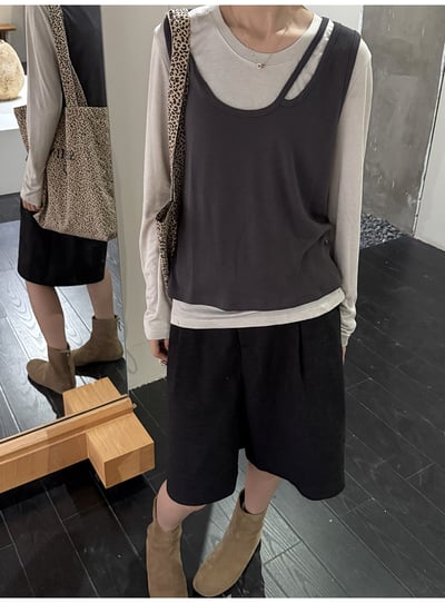 五分西裝褲配腰帶短褲10