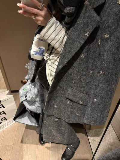 蝴蝶結毛呢半身裙西裝外套套裝8