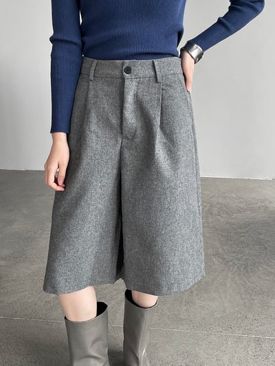 高級羊毛闊腿顯瘦休閒五分褲3