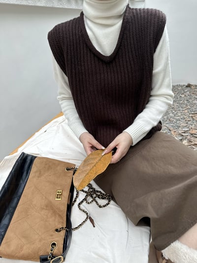 羊毛V領針織馬甲疊穿背心7