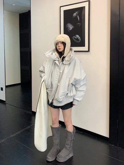 大領口鬆弛感棉服外套1