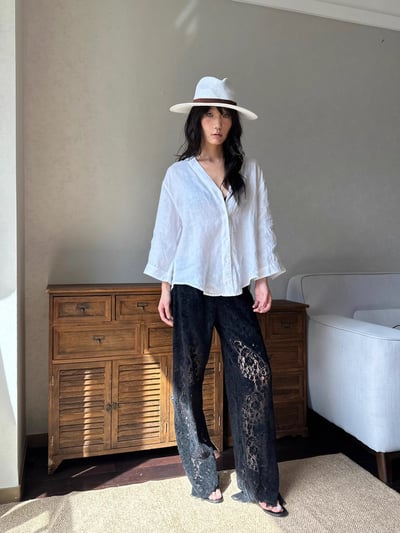 V領亞麻法式襯衫4