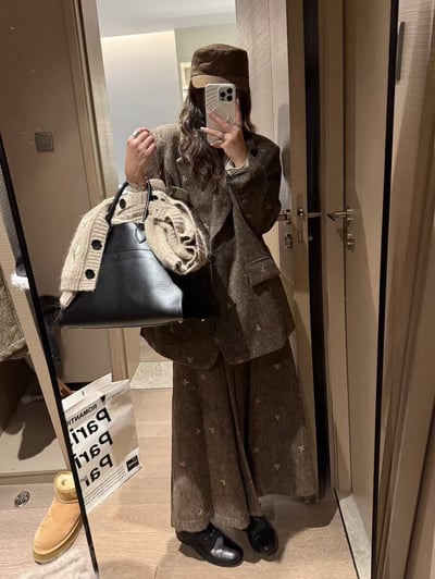 蝴蝶結毛呢半身裙西裝外套套裝13