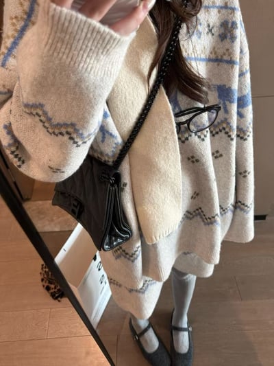 駱駝毛費爾島毛衣短裙套裝3