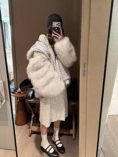 兩面穿皮草衛衣棉外套4