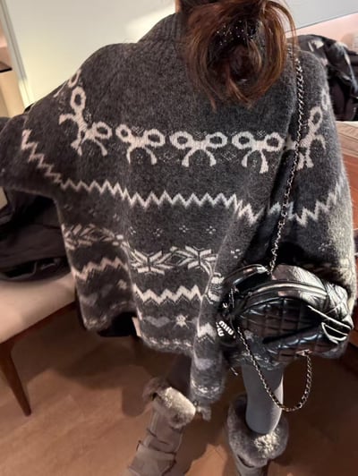 針織毛衣牛角扣費爾島開衫4