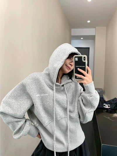 美式水洗做舊短連帽衛衣4