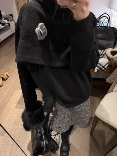 駱駝毛軟糯斗篷披肩毛衣14