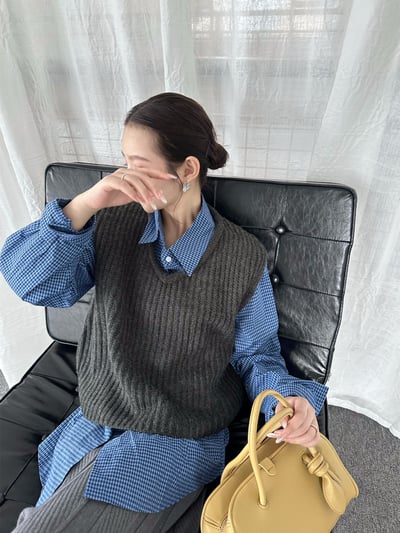 羊毛V領針織馬甲疊穿背心3