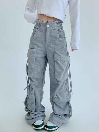 復古工裝闊腿長褲1