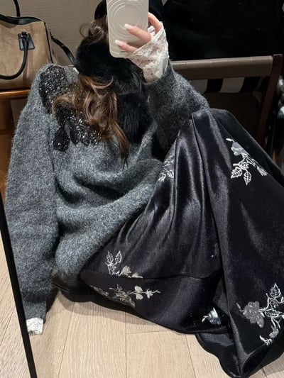 鏤空亮片亮片刺繡針織毛衣14