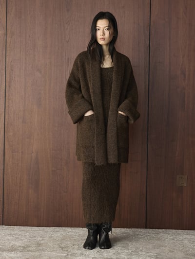 針織羊毛開衫＋長款吊帶裙1