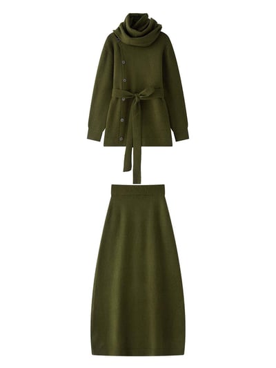 寬鬆針織開衫＋半身裙兩件套套裝5