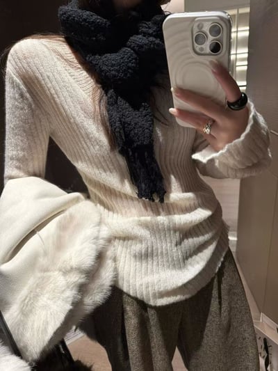 坑條針織羊毛馬海上衣3