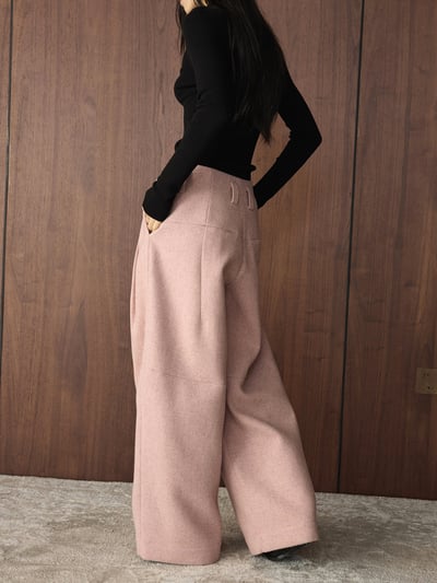 褶皺羊毛西裝寬褲9