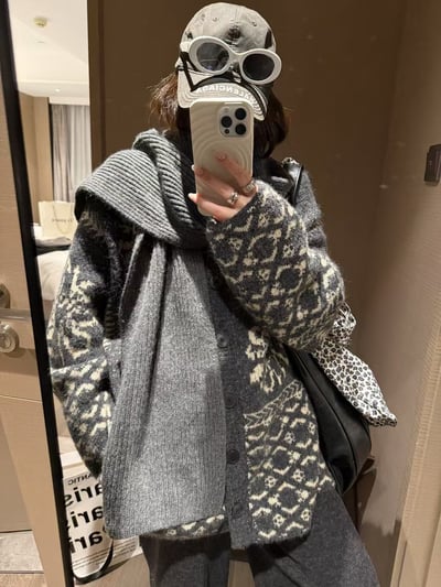 駱駝毛翻領費爾島開衫毛衣11