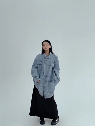 美式復古工裝牛仔外套1