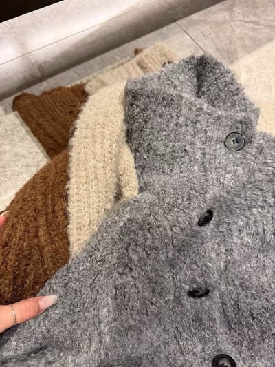 厚實排扣毛圈毛衣大開衫9