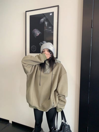 加絨連帽衛衣加厚寬鬆帽外套4
