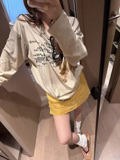 梨形鬆緊腰100%亞麻短裙褲8