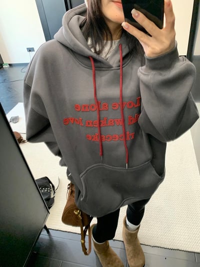 美式加絨oversize寬鬆上衣4