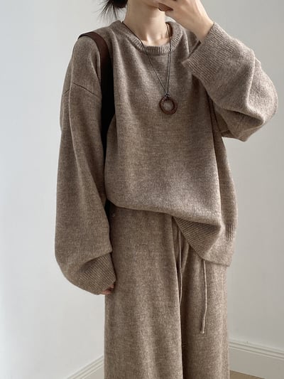 軟糯寬鬆套頭毛衣套裝6