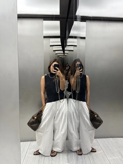 梨型空氣闊腿長褲6