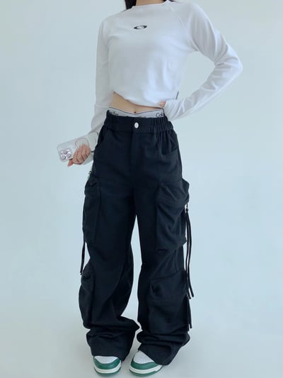 復古工裝闊腿長褲3