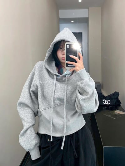 美式水洗做舊短連帽衛衣3