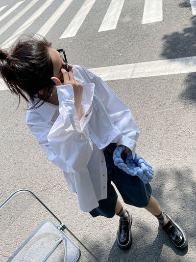 春秋不對稱顯瘦襯衫女設計感上衣10