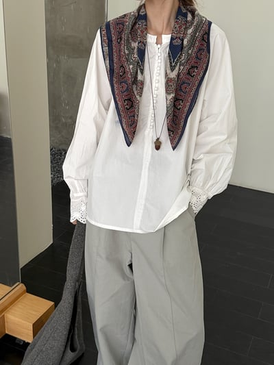 極簡多扣v領襯寬鬆襯衣1