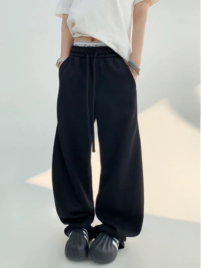 顯瘦鬆緊顯瘦彎刀棉褲1