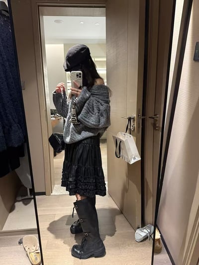 一字領麻花不對稱蝙輻袖12