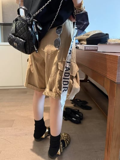 苧麻透氣個性口袋工裝中褲3