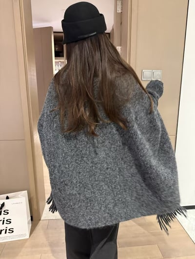 大披肩流蘇斗篷羊毛上衣9