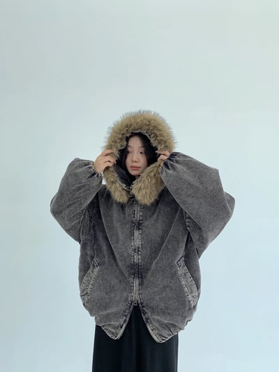 燈芯絨美式復古外套 (毛領可拆）5