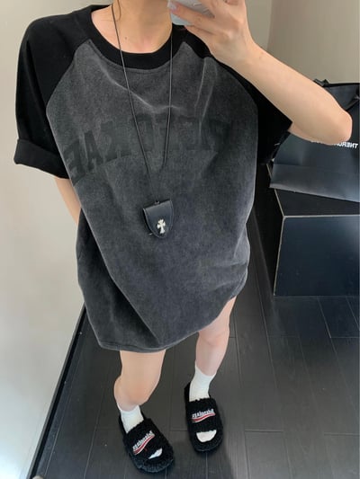 撞色純棉復古短Ｔ4