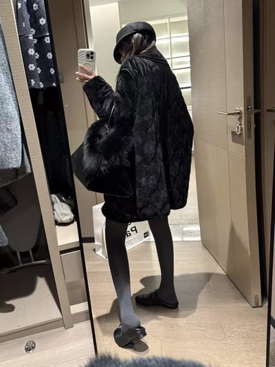 夾棉可拆式花邊領絲絨大衣4