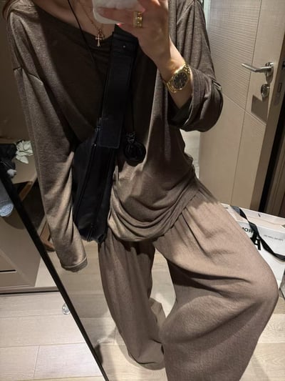 自帶肌理感抽繩斜紋天絲麻寬褲4