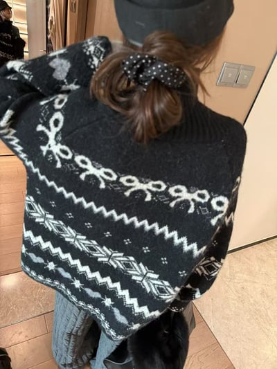 針織毛衣牛角扣費爾島開衫2