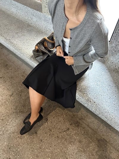 秋冬西裝中低腰半身魚尾裙不規則下擺立體百褶裙3