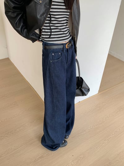 原色輪廓彎刀牛仔褲抓絨4