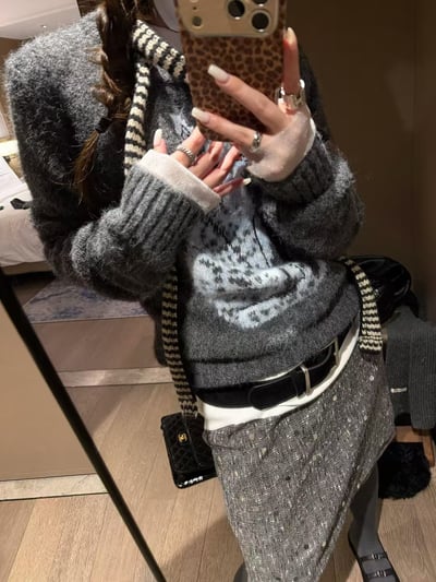 長袖針織上衣貓咪毛衣7